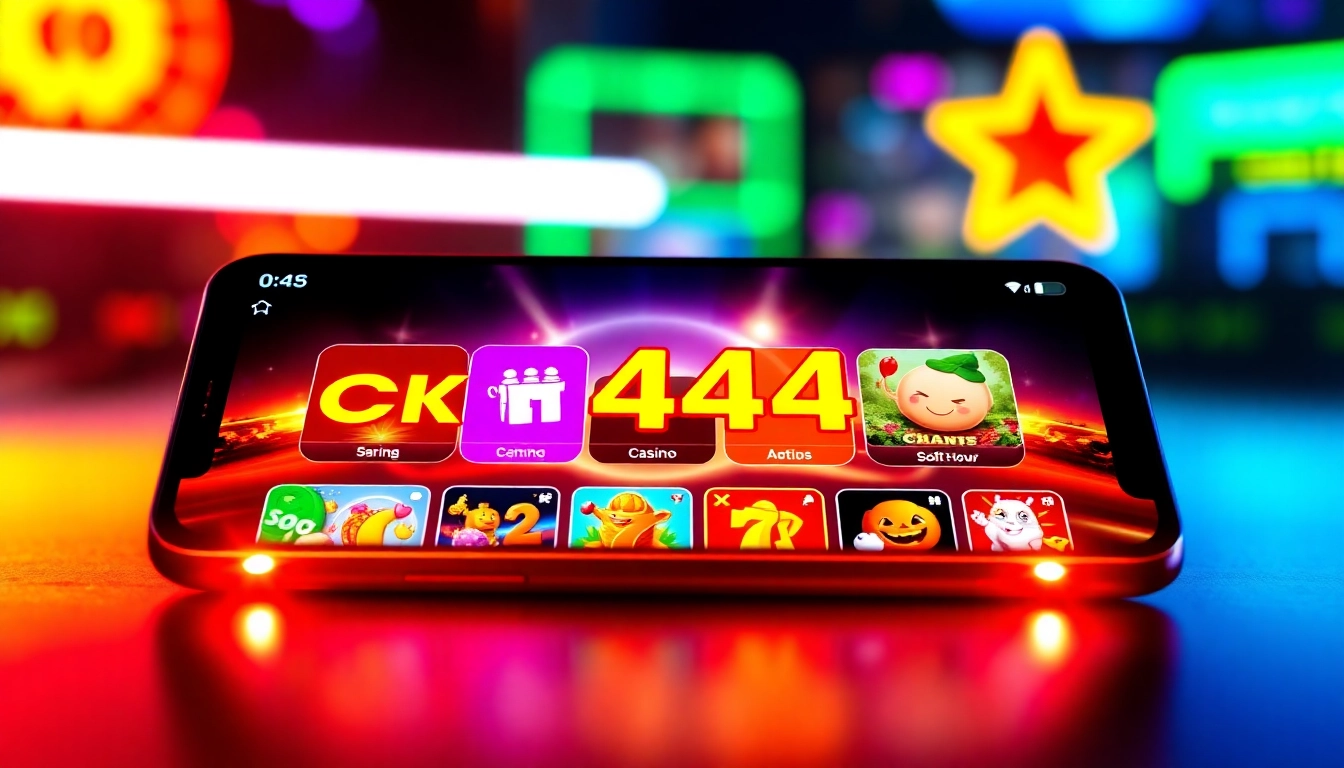 Interactive interface of the ck4444 com app with popular slots and sports betting options, emphasizing mobile gaming convenience and a lively user experience for players in Bangladesh.