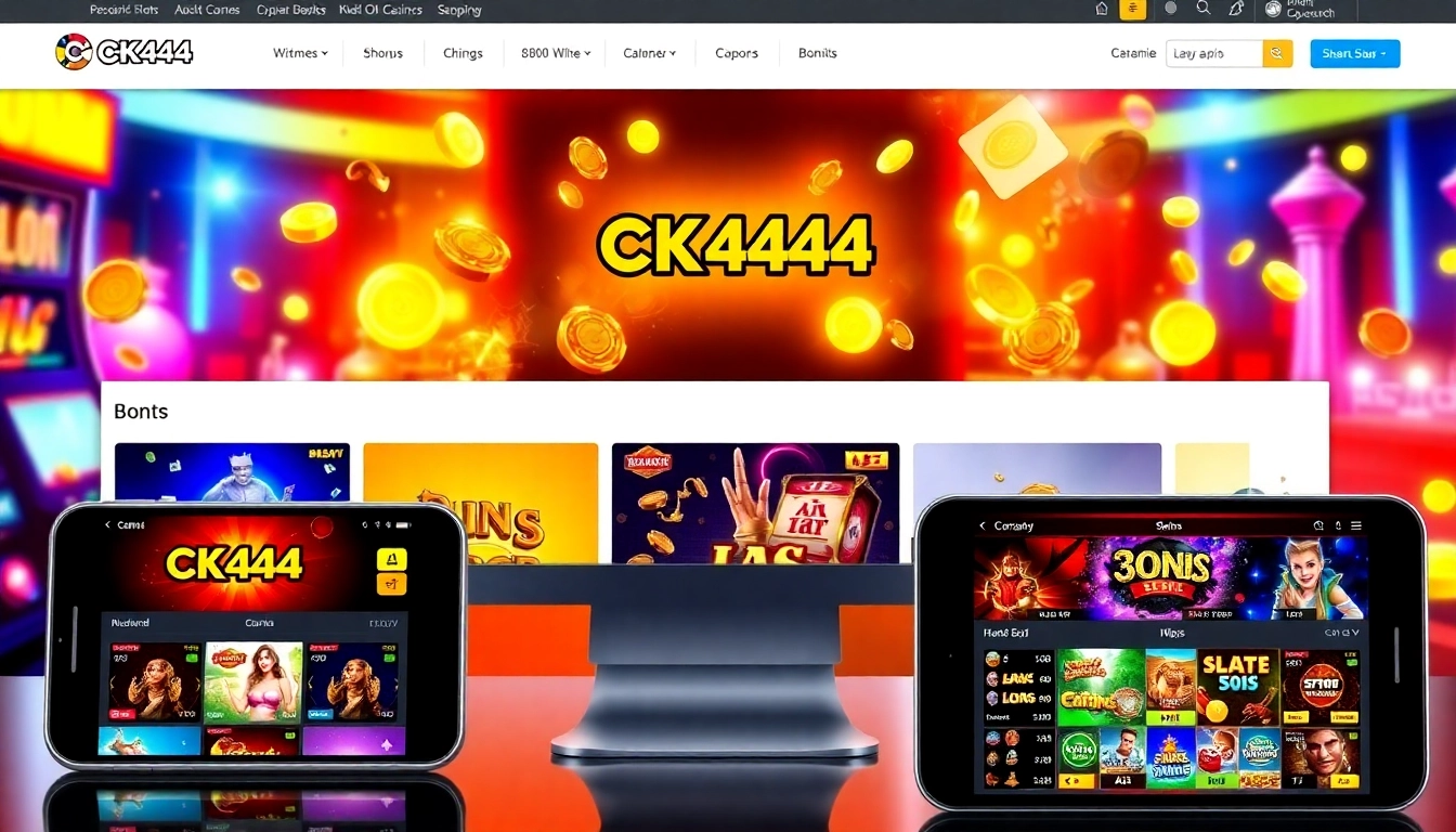 Illustration of ck4444 com app on mobile and desktop, highlighting seamless gaming experience and popular casino games, accessible and user-friendly.